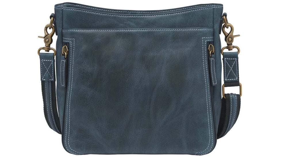 Gun Toten Mamas Distressed Leather Slim X-Body RFID Purse - Womens, Blue, GTM-CZY-98/BLUE