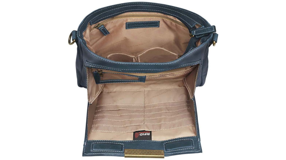 Gun Toten Mamas Distressed Leather Slim X-Body RFID Purse - Womens, Blue, GTM-CZY-98/BLUE