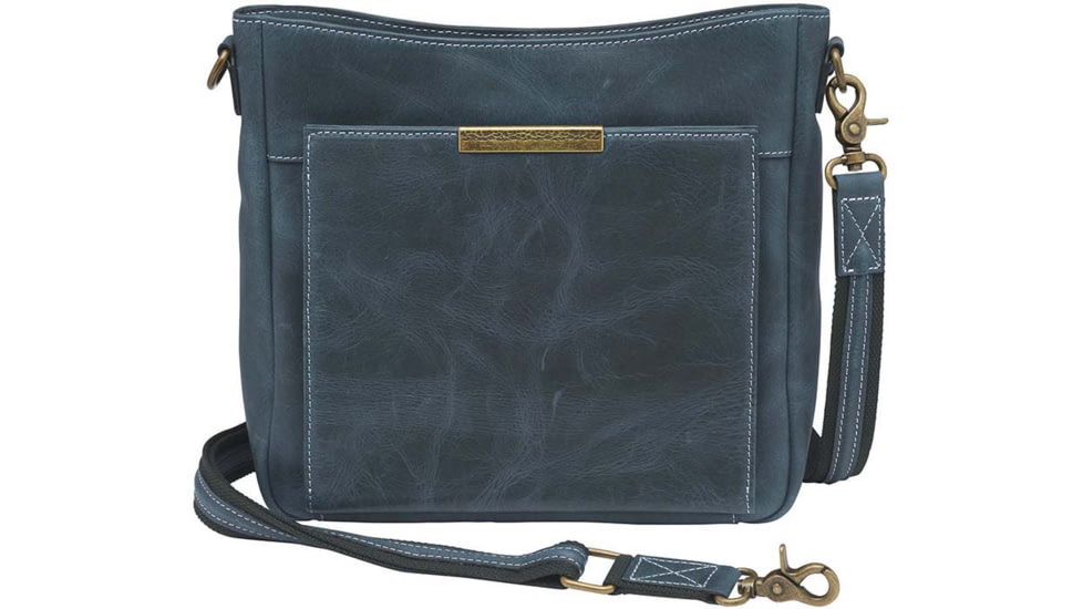 Gun Toten Mamas Distressed Leather Slim X-Body RFID Purse - Womens, Blue, GTM-CZY-98/BLUE