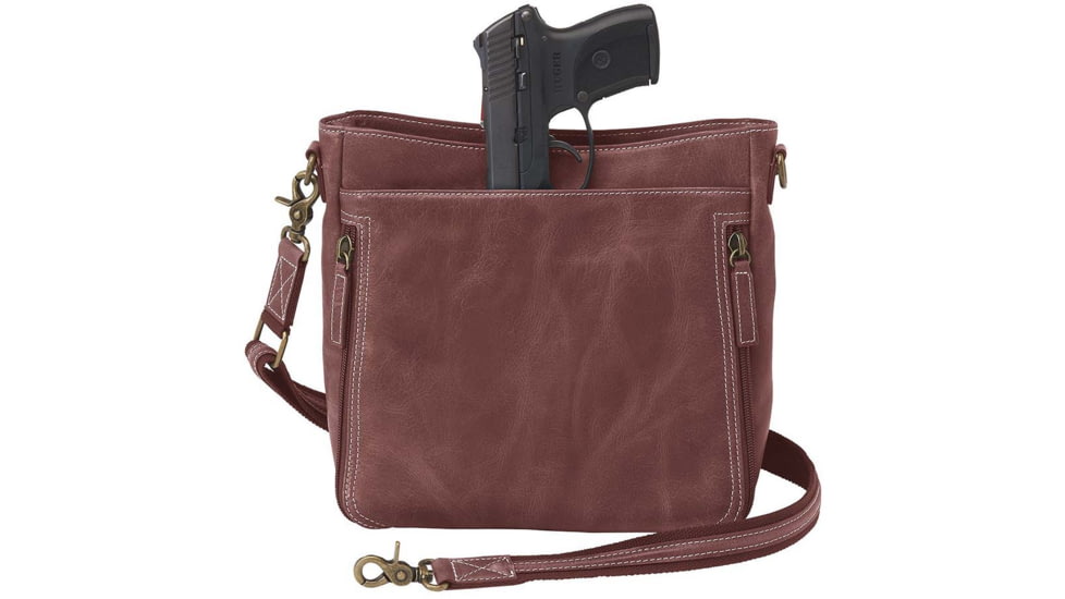 Gun Toten Mamas Distressed Leather Slim X-Body RFID Purse - Womens, Red, GTM-CZY-98/RED