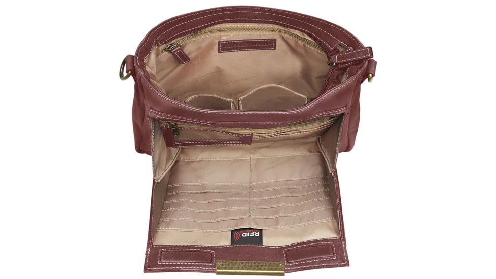 Gun Toten Mamas Distressed Leather Slim X-Body RFID Purse - Womens, Red, GTM-CZY-98/RED