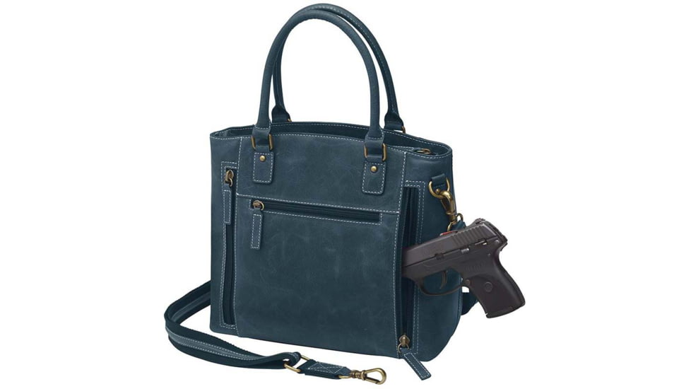 Gun Toten Mamas Distressed Leather Town Tote - Womens, Blue, GTM-CZY-51/BLUE