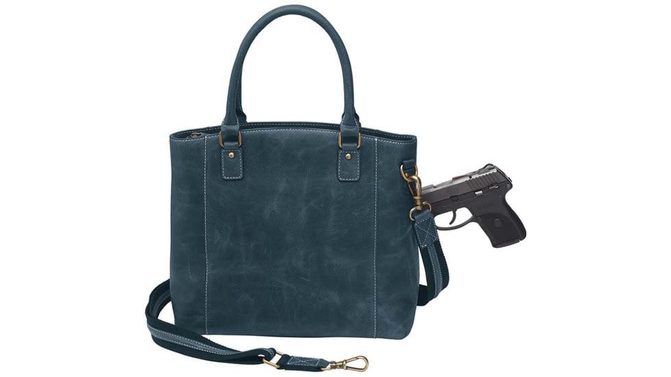 Gun Toten Mamas Distressed Leather Town Tote - Womens, Blue, GTM-CZY-51/BLUE