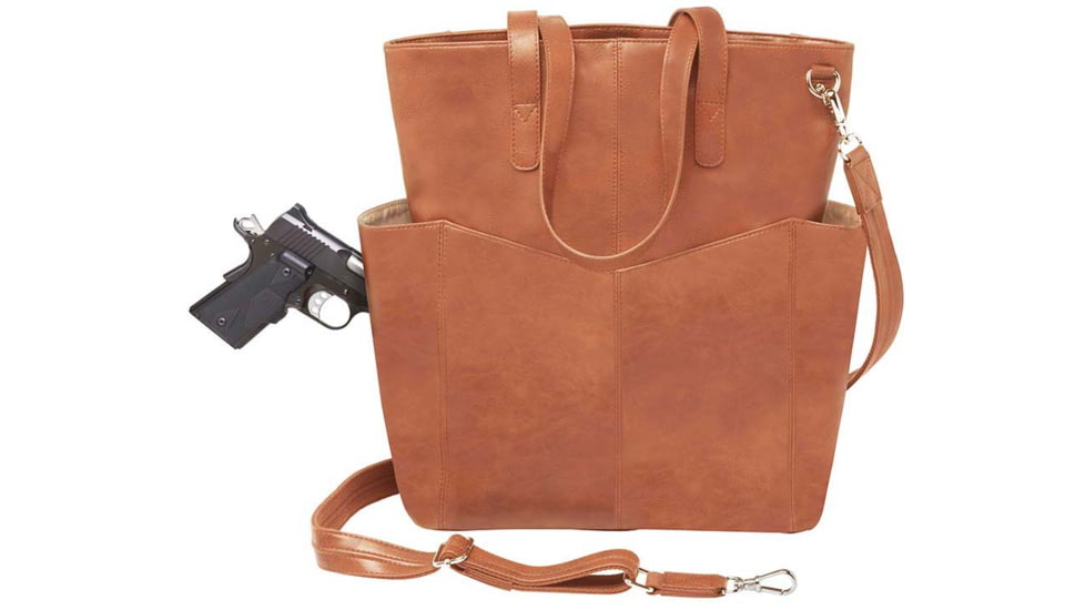 Gun Toten Mamas Oversized Leather RFID Travel Tote - Womens, Tan, GTM-107/TN