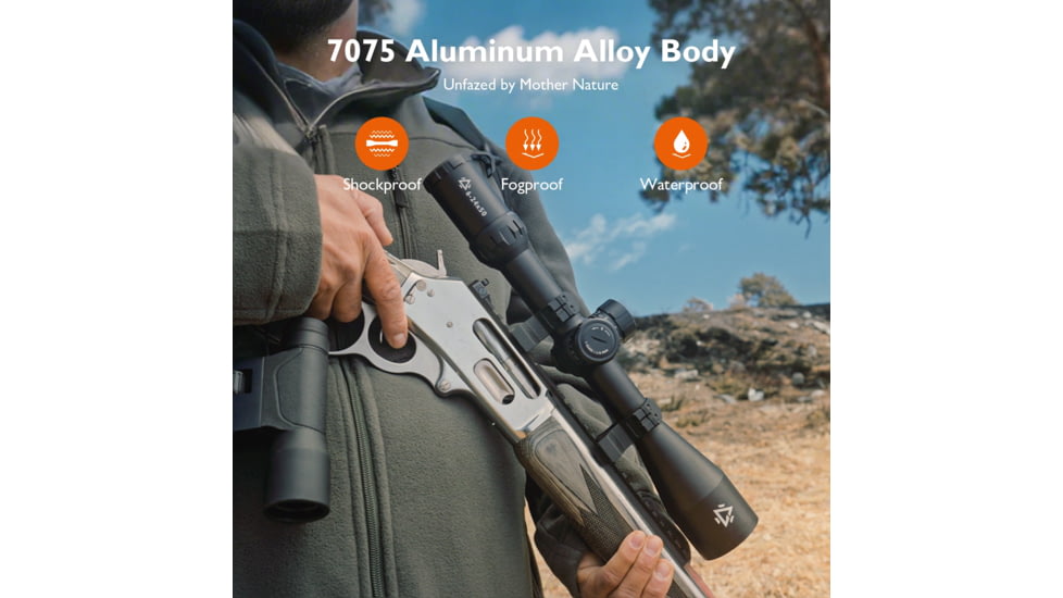 GUNNR Heimdall 6-24x50mm 30mm Tube Rifle Scope, Second Focal Plane, 1/8 MOA Reticle, Black, FFP-0624-50