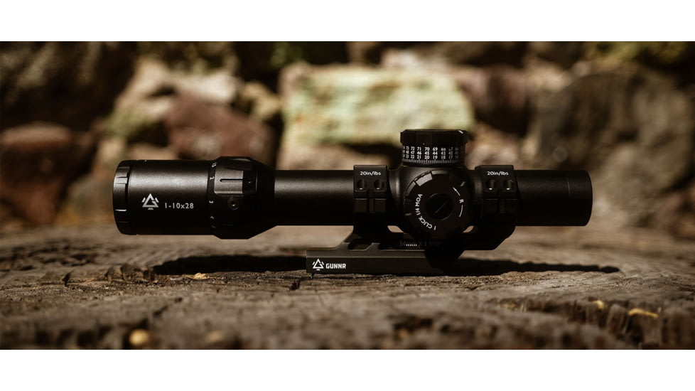 GUNNR Odin 1-10x28mm 34mm Tube FFP LPVO Rifle Scope with Mount and Case, Black, GUNBOXS24