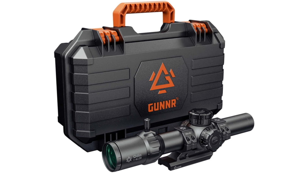 GUNNR Odin 1-6x28mm 34mm Tube FFP LPVO Rifle Scope with Mount and Case, Black, GUNBOXS16