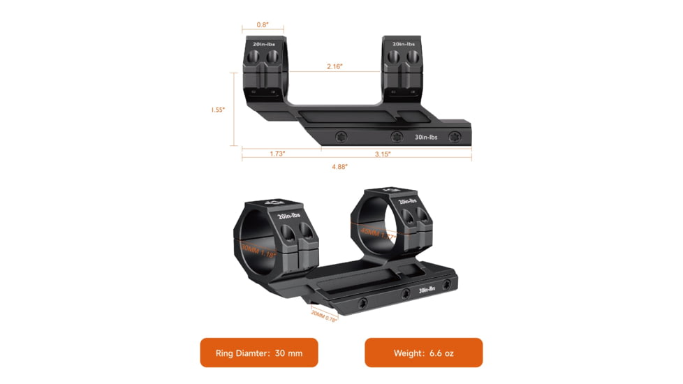 GUNNR Sleipnir 30 mm Cantilever Mount, Black, MONZT3000