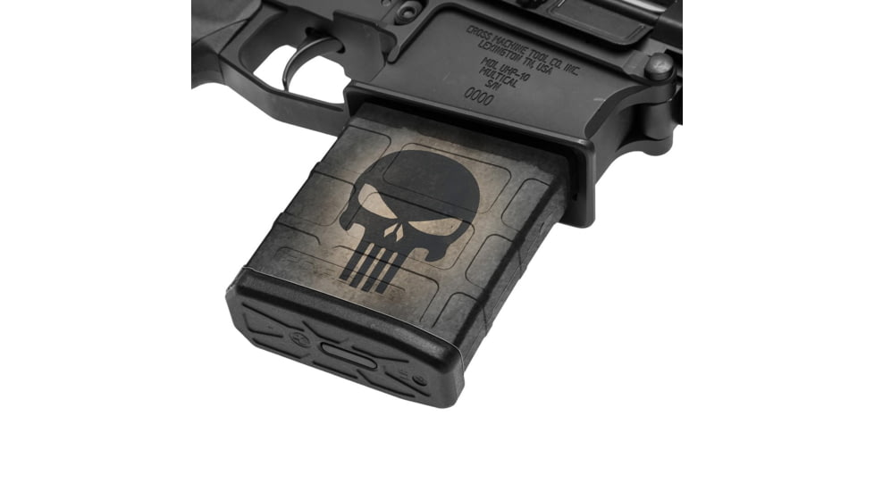 GunSkins AR-10 Magazine Skin, Skull Black, ar-10-mag-skin-skull-black