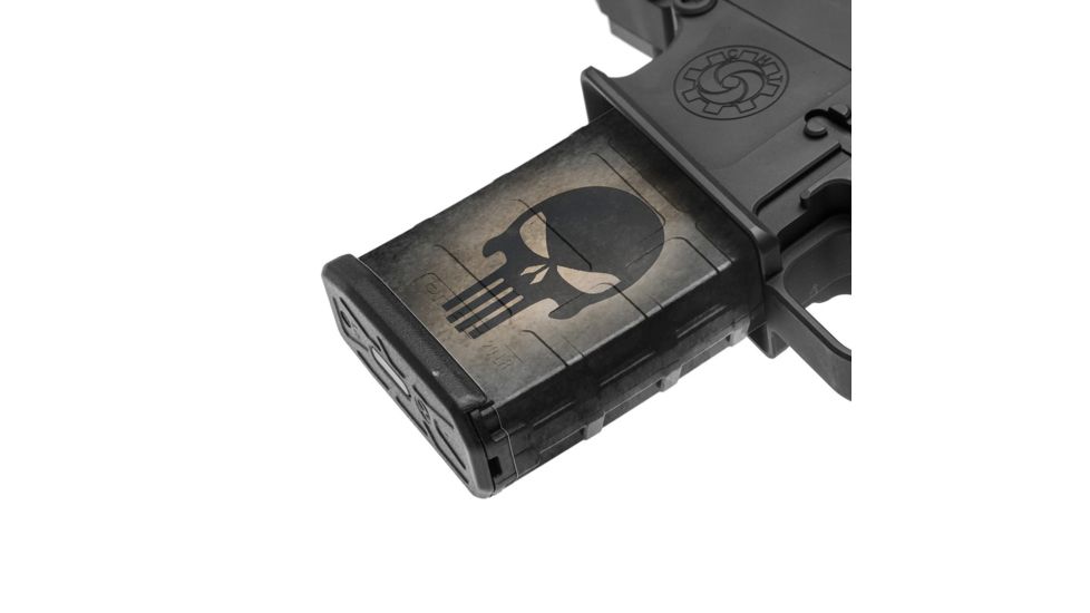GunSkins AR-10 Magazine Skin, Skull Black, ar-10-mag-skin-skull-black