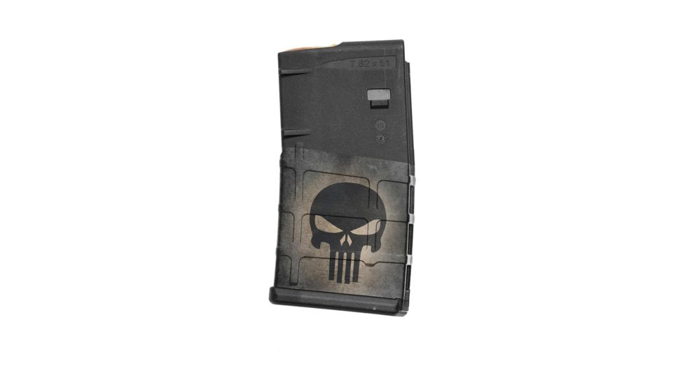 GunSkins AR-10 Magazine Skin, Skull Black, ar-10-mag-skin-skull-black