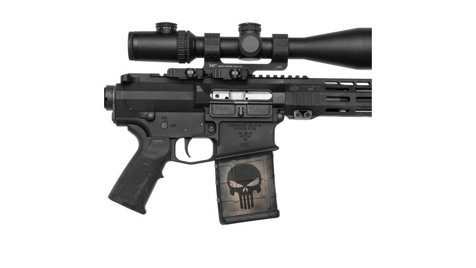 GunSkins AR-10 Magazine Skin, Skull Black, ar-10-mag-skin-skull-black