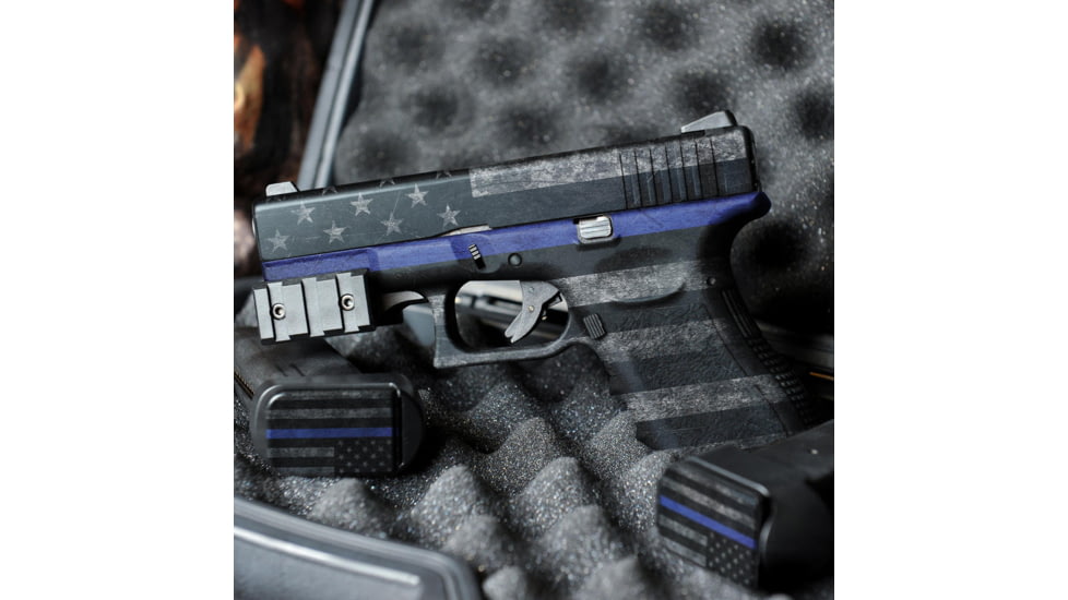 GunSkins Glock 19 Pistol Skin Premium Vinyl Wrap, GS Thin Blue Line, CU-98059-GLOCK19-TBLN