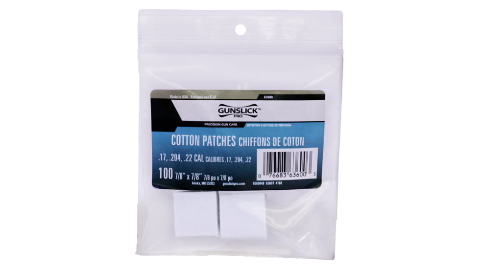 GUNSLICK .17-.22 Cal,7/8in. Sq-100Ea Gun Cleaning Patches 63600