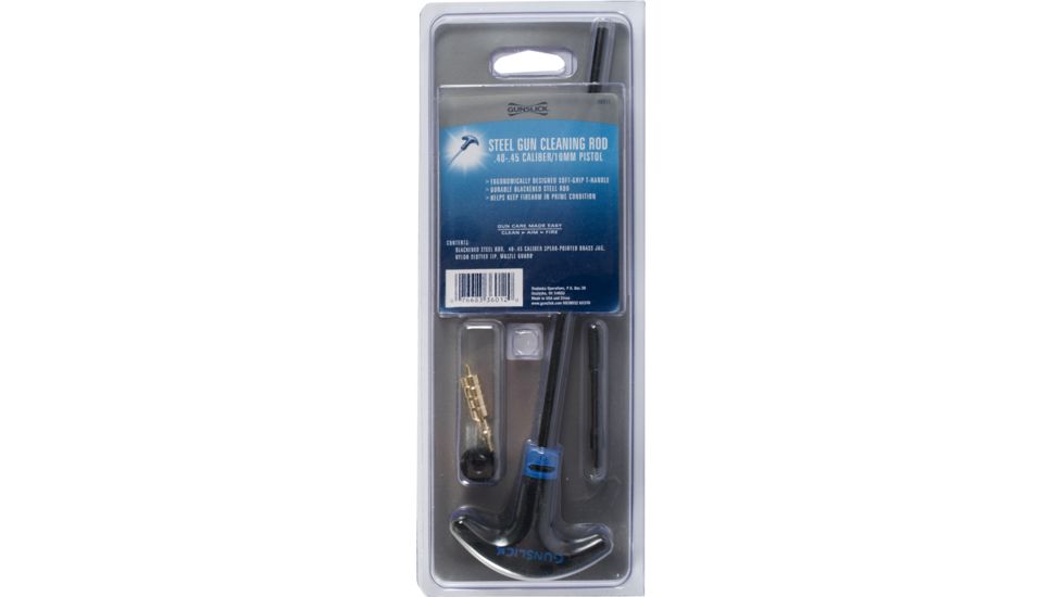 Gunslick Blackened Steel Cleaning Rod w/ Soft Grip T-Handles, 1-pc Pistol, .40-.45 Cal/10mm 36012