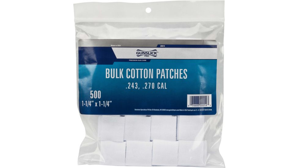 Gunslick Cotton Patches, 500 Pack - .243-.270 Cal - 1.25in 20014 