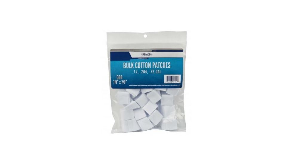 Gunslick Cotton Patches, 500 Pack - .17-.22 Caliber - 7/8in 20013