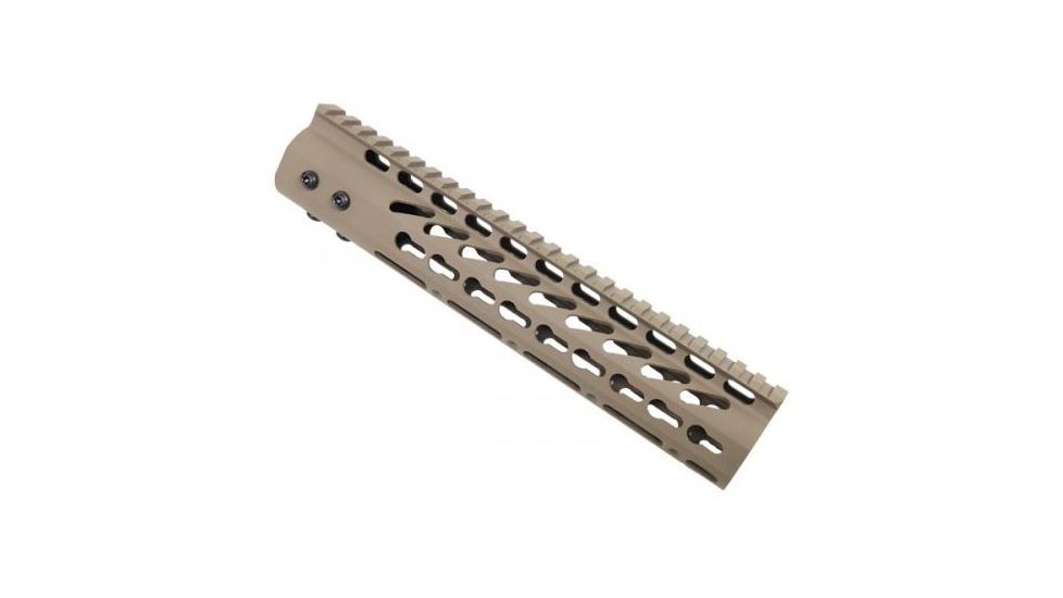 GUNTEC USA 10in Ultra Lightweight Thin Key Mod Free Floating Handguard w/Monolithic Top Rail,Cerakote Flat Dark Earth GT-10JK-FDE