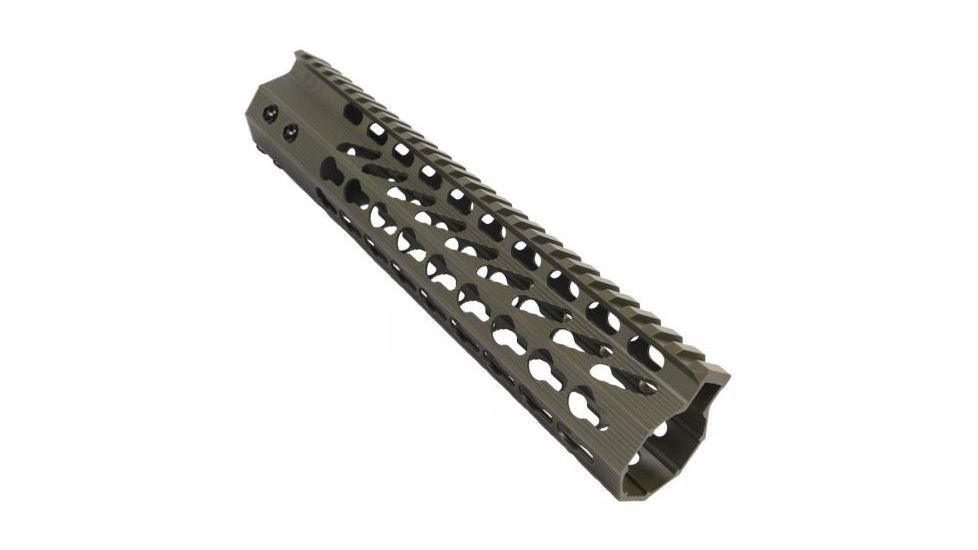 GUNTEC USA 10in Ultra Slimline Octagonal 5 Sided Key Mod Free Floating Handguard w/Monolithic Top Rail,Cerakote OD Green GT-10JKO-G