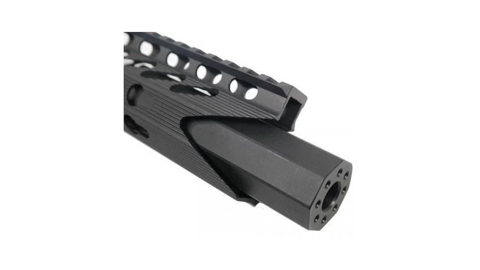 GUNTEC USA 10in Ultra Slimline Octagonal 5 Sided Key Mod Free Floating Handguard w/Shark Mouth,Black GT-10JKO-S