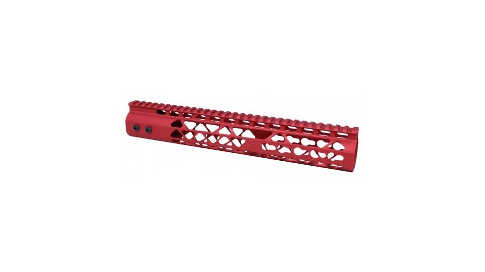 GUNTEC USA 12in Air Lite Keymod Free Floating Handguard With Monolithic Top Rail, Red GT-12JK-AL-RED