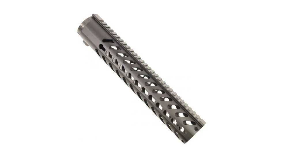 GUNTEC USA 12in Free Floating Keymod Handguard w/Sectional Side/Bottom Rails,Black,1.75in dia GT1326-K-12