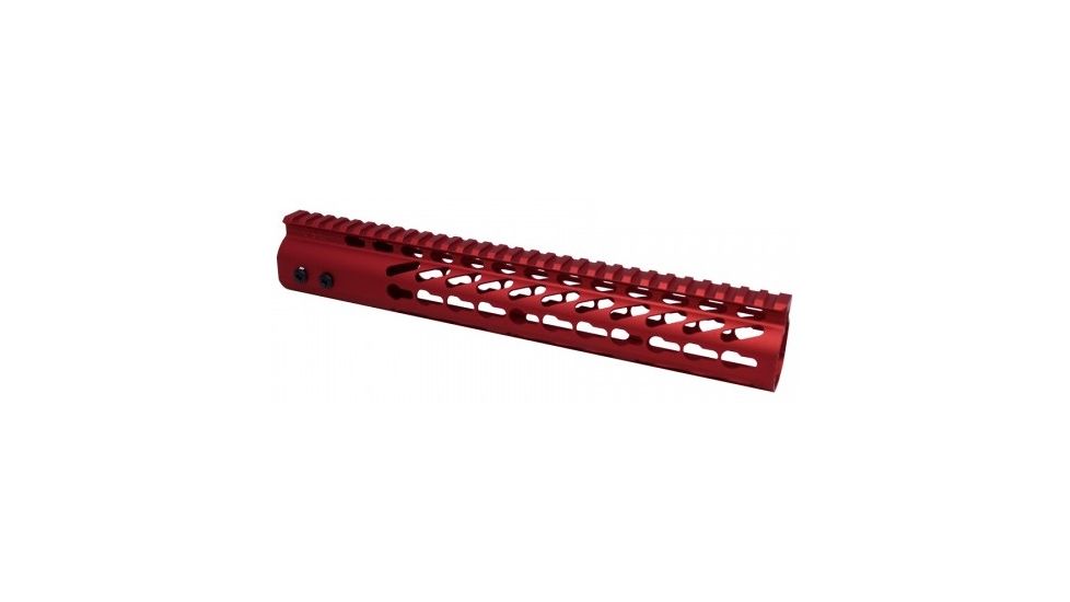 GUNTEC USA 12in Ultra Lightweight Thin Key Mod Free Floating Handguard with Monolithic Top Rail, Red GT-12JK-RED