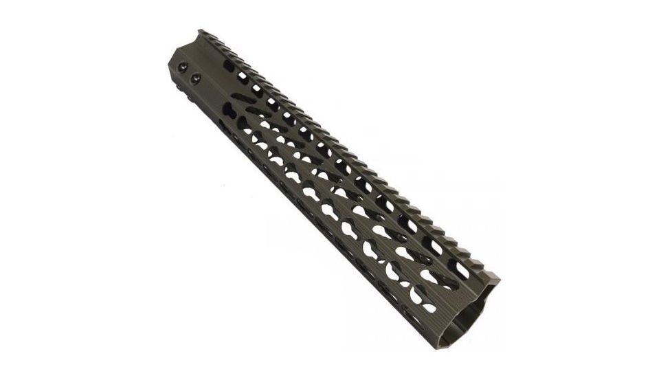 GUNTEC USA 12in Ultra Slimline Octagonal 5 Sided Key Mod Free Floating Handguard w/Monolithic Top Rail,Cerakote OD Green GT-12JKO-G