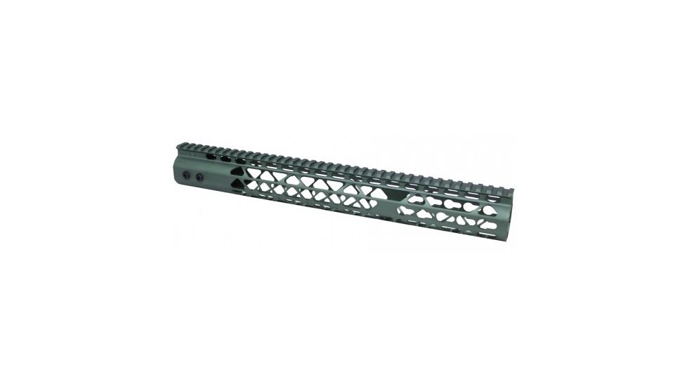GUNTEC USA 15in Air Lite Keymod Free Floating Handguard With Monolithic Top Rail, Anodized Green GT-15JK-AL-GREEN