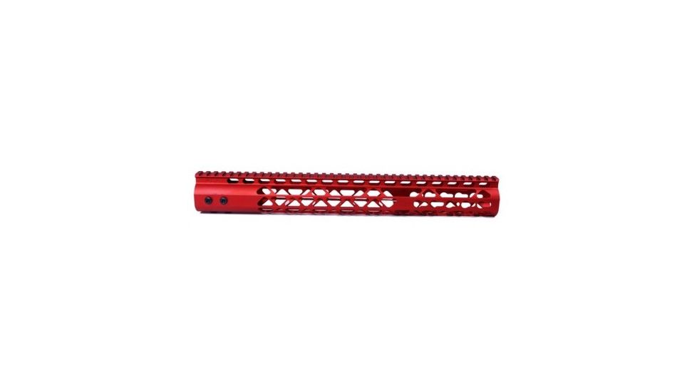 GUNTEC USA 15in Air Lite Keymod Free Floating Handguard With Monolithic Top Rail, Anodized Red GT-15JK-AL-RED