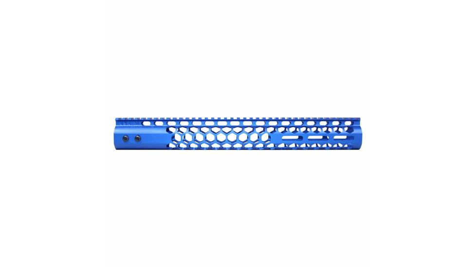Guntec USA 15in Air Lite Series Honeycomb M-Lok Free Floating Handguard w/ Monolithic Top Rail, Anodized Blue, GT-15HC-AL-MLK-BLUE