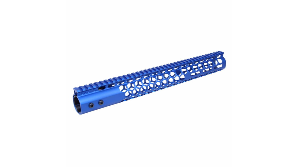 Guntec USA 15in Air Lite Series Honeycomb M-Lok Free Floating Handguard w/ Monolithic Top Rail, Anodized Blue, GT-15HC-AL-MLK-BLUE