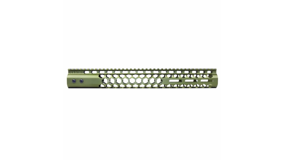 Guntec USA 15in Air Lite Series Honeycomb M-Lok Free Floating Handguard w/ Monolithic Top Rail, Anodized Green, GT-15HC-AL-MLK-GREEN