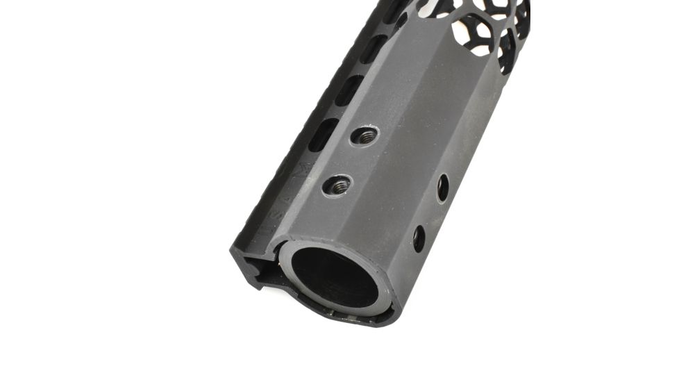 GUNTEC USA 15in Air Lite Series Honeycomb M-Lok Free Floating Handguard with Monolithic Top Rail, Black, GT-15HC-AL-MLK
