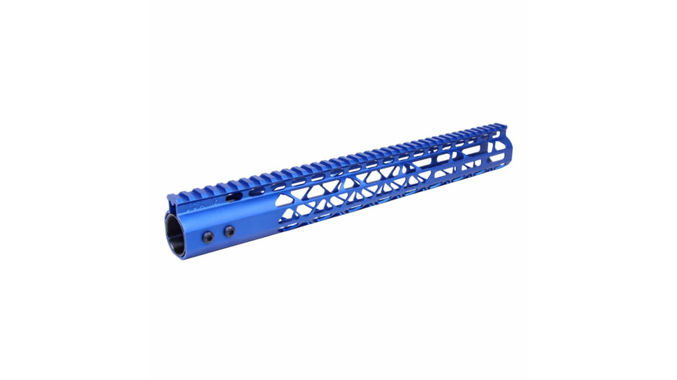 Guntec USA 15in Air Lite Series M-Lok Free Floating Handguard w/ Monolithic Top Rail, Anodized Blue, GT-15MLK-AL-BLUE
