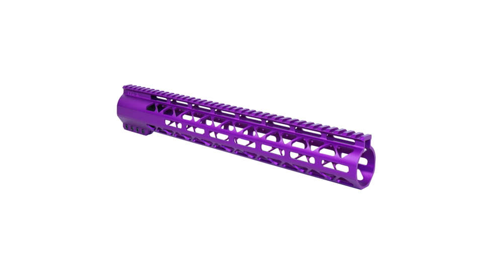 Guntec USA 15in AIR-LOK Series M-LOK Compression Free Floating Handguard With Monolithic Top Rail .308 Cal, Anodized Purple, GT-15ALC-308-PURPLE