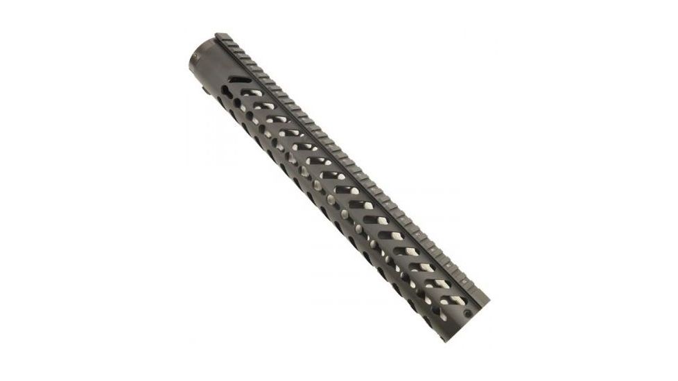 GUNTEC USA 15in Free Floating Keymod Handguard w/Sectional Side/Bottom Rails,Black,1.75in dia GT1326-K-15