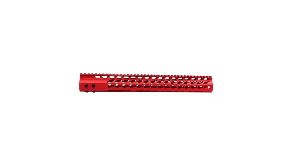 GUNTEC USA 15in Ultra Lightweight Thin Key Mod Free Floating Handguard w/Monolithic Top Rail,.308 Cal, Red, GT-15JK-308-RED