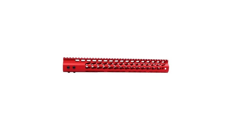 GUNTEC USA 15in Ultra Lightweight Thin Key Mod Free Floating Handguard w/Monolithic Top Rail,Anodized Red GT-15JK-RED