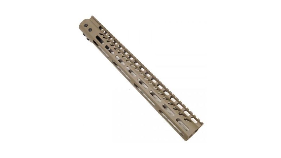 GUNTEC USA 15in Ultra Lightweight Thin M-Lok System Free Floating Handguard w/Monolithic Top Rail,Cerakote Flat Dark Earth GT-15MLK-FDE