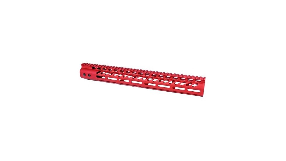 GUNTEC USA 15in Ultra Lightweight Thin M-Lok System Free Floating Handguard with Monolithic Top Rail, Red GT-15MLK-RED