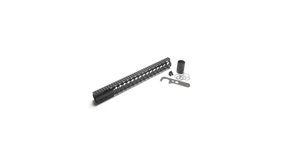 GUNTEC USA 15in Ultra Slimline Octagonal 5 Sided Key Mod Free Floating Handguard w/Monolithic Top Rail,Black GT-15JKO