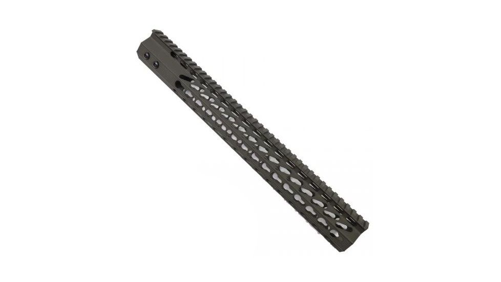 GUNTEC USA 15in Ultra Slimline Octagonal 5 Sided Key Mod Free Floating Handguard w/Monolithic Top Rail,Cerakote OD Green GT-15JKO-G