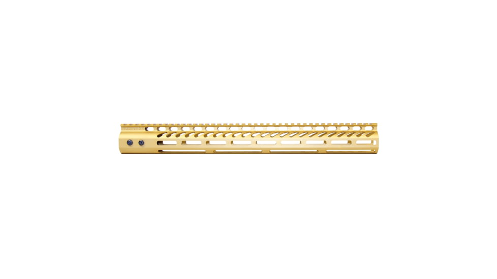 Guntec USA 16.5 Ultra Lightweight Thin M-LOK System Free Floating Handguard w/ Monolithic Top Rail, Anodized Gold, GT-16.5MLK-GOLD