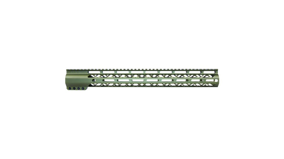 Guntec USA 16.5in AIR-LOK Series M-LOK Compression Free Floating Handguard w/ Monolithic Top Rail, Anodized Green, GT-16.5ALC-GREEN