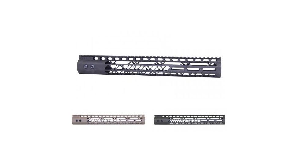 GUNTEC USA .308 Air Lite Series M-LOK Free Floating Handguard w/Monolithic Top Rail, Black, Flat Dark Earth, OD Green