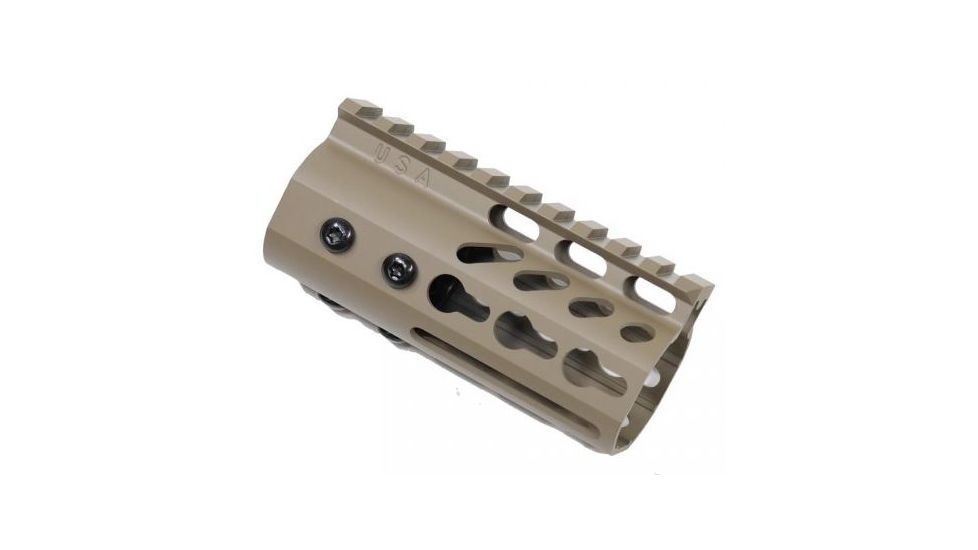 GUNTEC USA 4in Ultra Lightweight Thin Key Mod Free Floating Handguard w/Monolithic Top Rail,Cerakote Flat Dark Earth GT-4JK-FDE