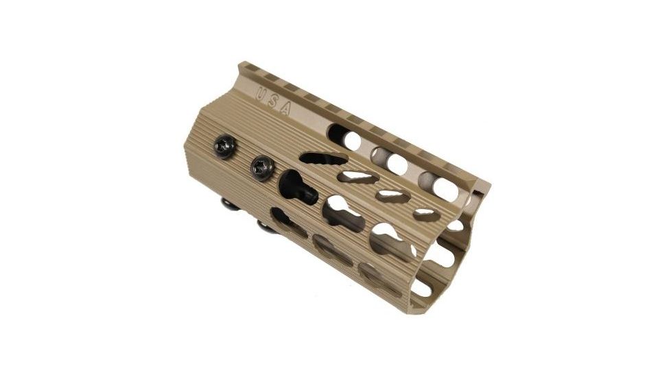 GUNTEC USA 4in Ultra Slimline Octagonal 5 Sided Key Mod Free Floating Handguard w/Monolithic Top Rail,Cerakote Flat Dark Earth GT-4JKO-FDE