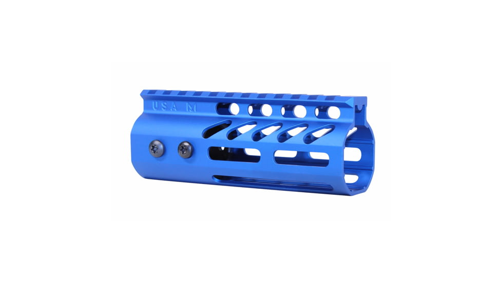 Guntec USA 5 Ultra Lightweight Thin M-LOK Free Floating Handguard w/ Monolithic Top Rail, Anodized Blue, GT-5MLK-BLUE