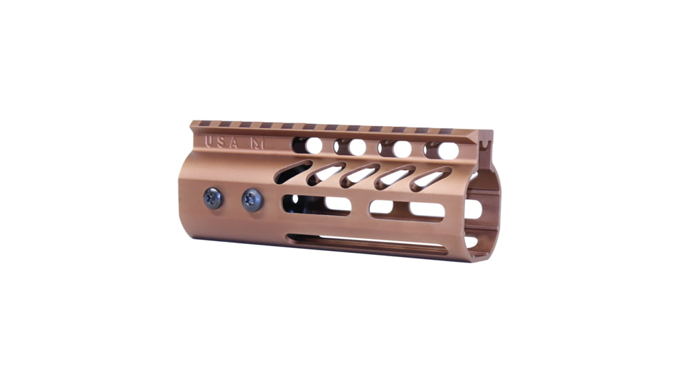 Guntec USA 5 Ultra Lightweight Thin M-LOK Free Floating Handguard w/ Monolithic Top Rail, Anodized Bronze, GT-5MLK-BRZ